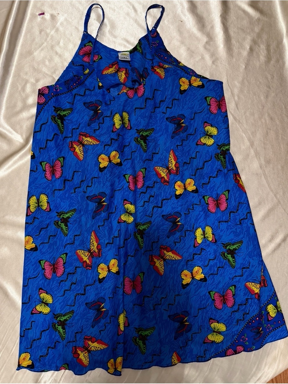 Vintage Rima Beachworld Butterfly Print Spaghetti Strap Dress 2XL Y2K